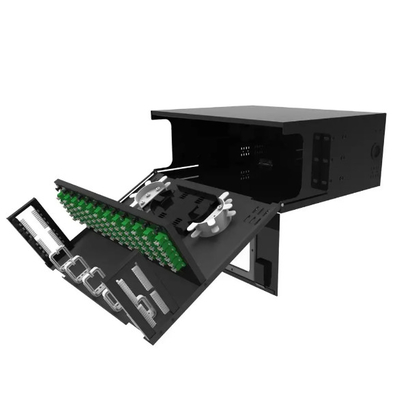 19 Inch 1U~4U Rack Mount Optical Distribution Frame 12 24 48 72 96 144 Cores ODF Chassis Steel Patch Panel With Splicing