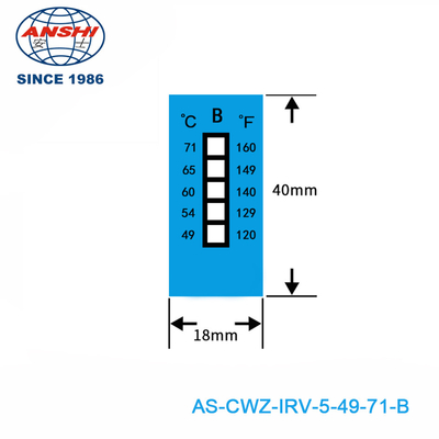 Non Reversible 49-71 ℃ 120-160℉ 5 Temperature Level High Temperature Sensitive Labels