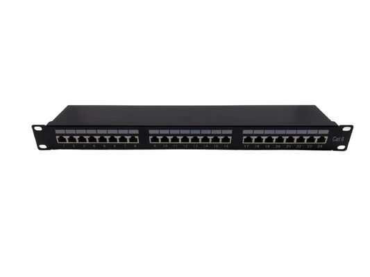 19 Inch 24 Port CAT6 Shield STP Patch Panel with Rear Cable Management for Integrated Networking