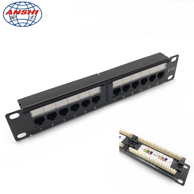 1U 10 ιντσών 12 θύρες CAT5E CAT6 UTP Rack Mount Patch Panel 110 IDC Type