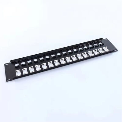 Πίνακας διανομής 19 ιντσών 32 θύρας STP Shielded RJ45 Patch Panel CAT5E CAT6 Rack Mount Network Distribution Panel
