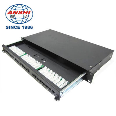 1U 24 θύρες Cat5e UTP RJ45 Patch Panel με αφαιρούμενο συρτάρι, μαύρο Patch Panel δικτύου για τοποθέτηση σε rack